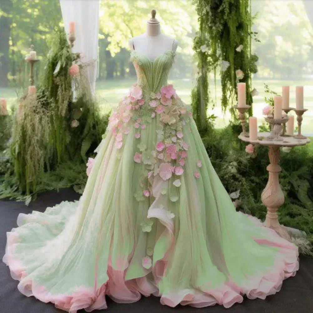 Formal Green Pink Appliques Evening Dress Train Draped Prom Gown Sweep Train NEW | eBay Formal Green Pink Appliques Evening Dress Train Draped Prom Gown Sweep Train NEW | eBay