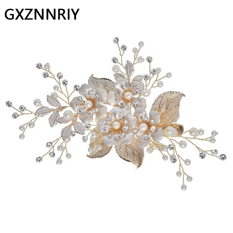 

Rhinestone Pearl Flower Hair Clips for Women Handmade Bridal Wedding Hair Accessories Party Bride Headpiece Bridesmaid Jewelry