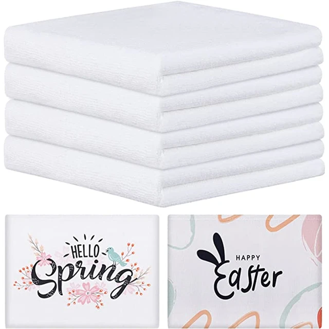 Sublimation Blank Towels Polyester Cotton DIY Thick Drying Hand Towel White  Kitchen Towels Multi Purpose Towels