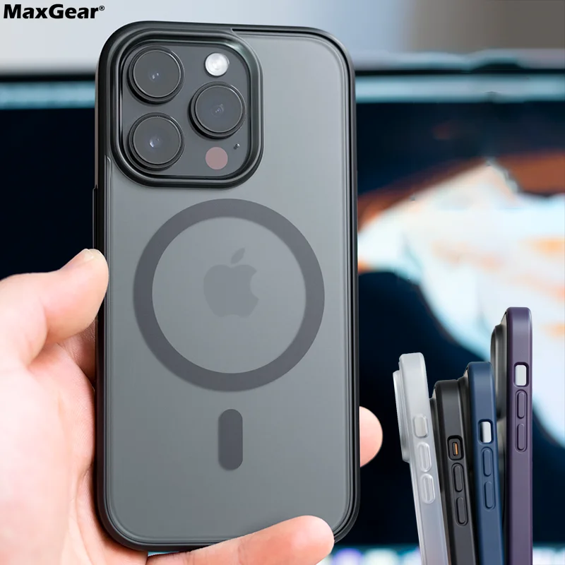 Matte Armor Silicone Magnetic Translucent Case with Wireless Charging Compatibility