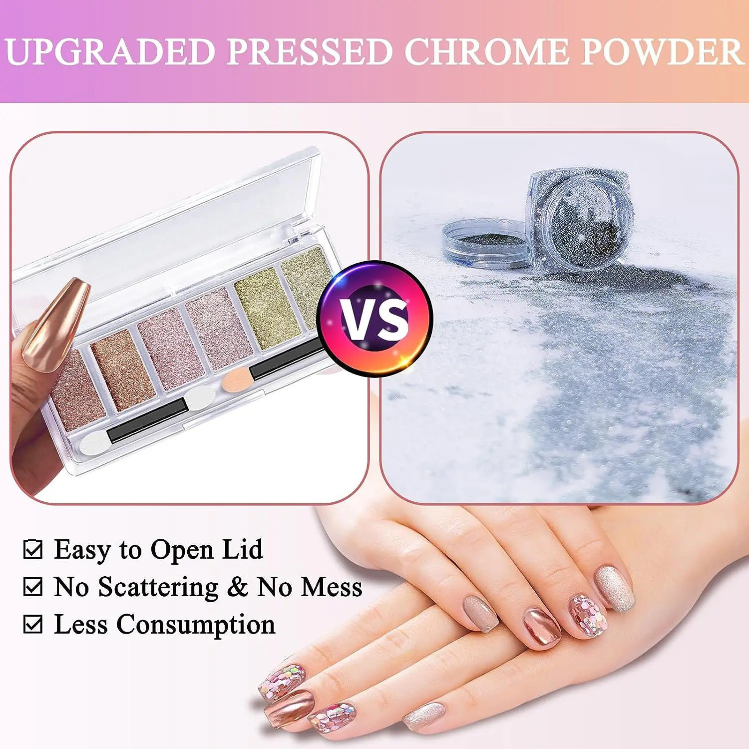 6 in 1 Solid Chrome Nail Powder 6 Colors Mirror Metallic Gold Nail Chrome Powder for Palette Pigment Glitter nail powder nail pigment nail glitter nail decoration nail decorations nail powder set