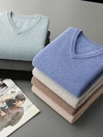 Hot Sale Men's Sweater Pullover 100% Merino Wool  Clothes Autumn Winter Sweater Knitted V-Neck Commuting Soft Thicked Versatile