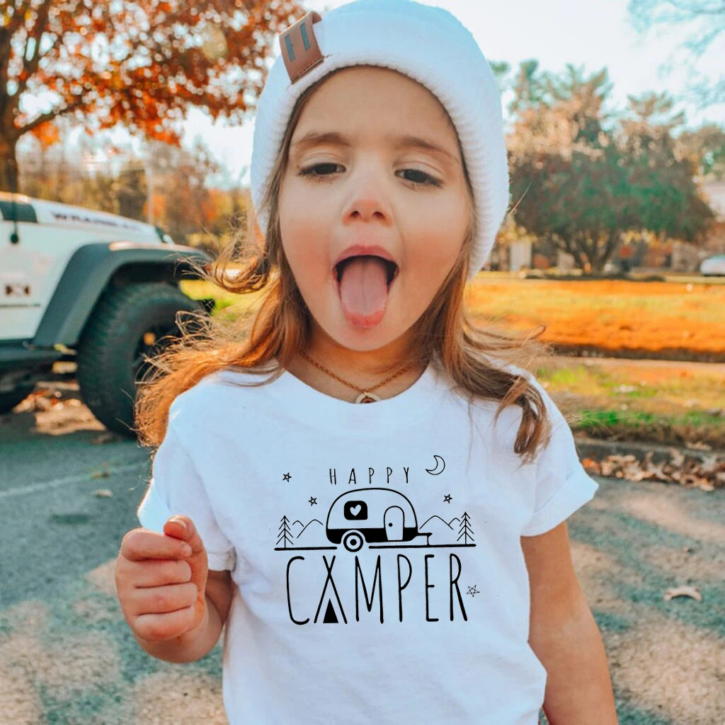HappyCamperkidscottontshirtCampingshirtHikingshirtOutdoors