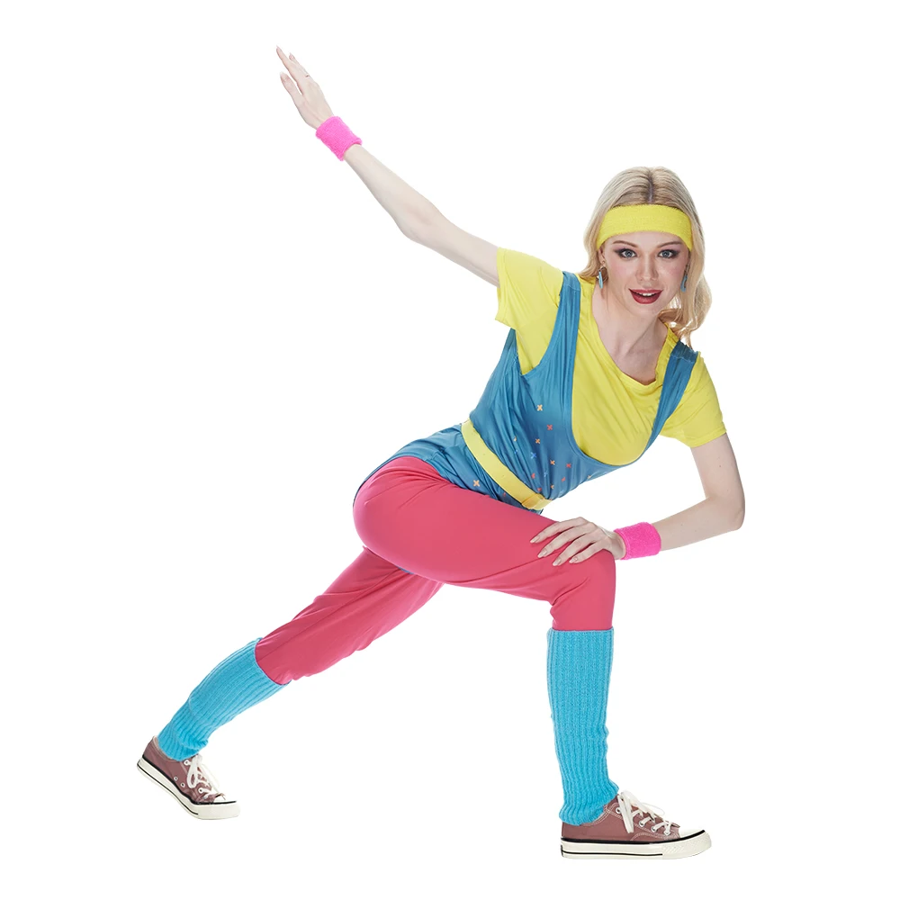 Costume Anni '80 Per Donna - Set 6 Pezzi Colorato Per Fitness E Yoga - Foto 10