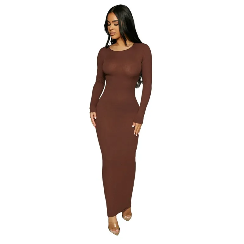 Inwoman Ribbed Knitted Summer Black White Maxi Dress Women 2021 Sexy Party Bodycon Long Dress Sundress Ladies Brown Wrap Dresses red dress