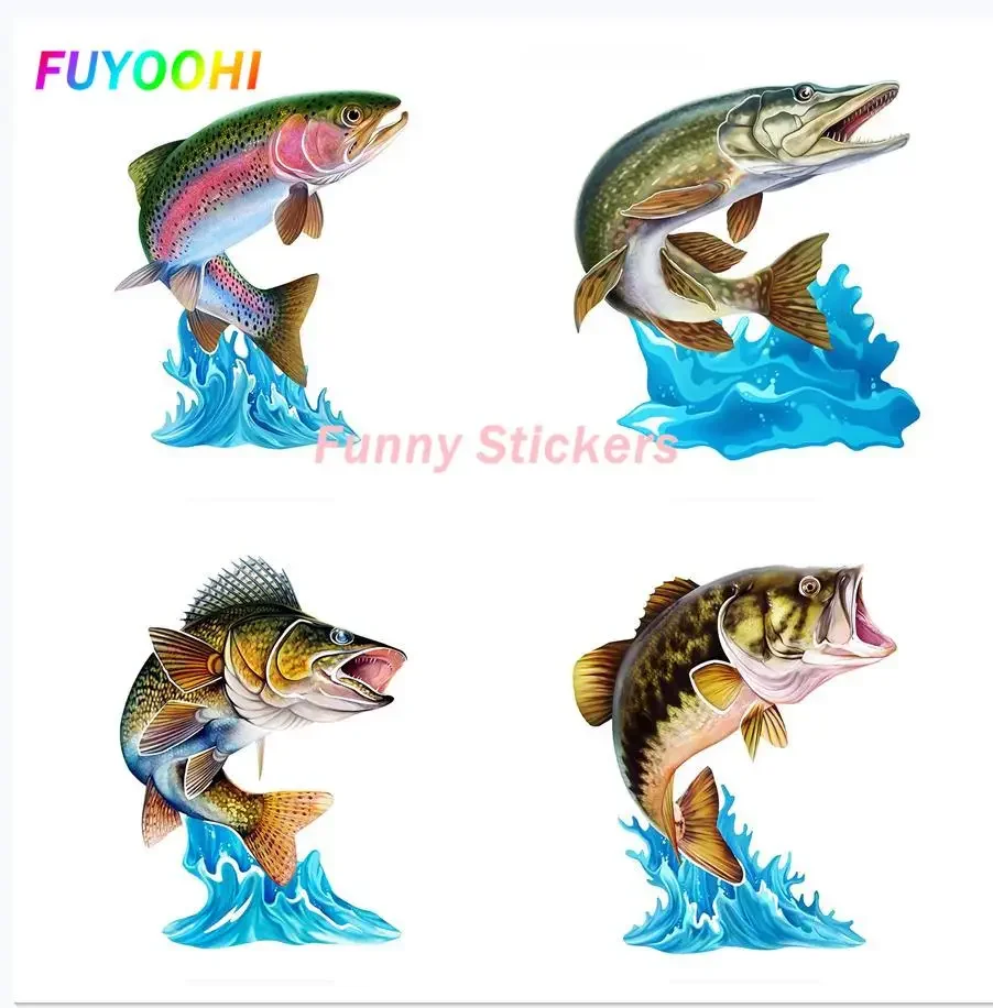 

FUYOOHI игровая наклейка s, крутой прыгающий Северный судак, 3D Рыба, Настенная картина, искусство, наклейка, наклейка, авто наклейки для автомобиля, велосипеда, комнаты