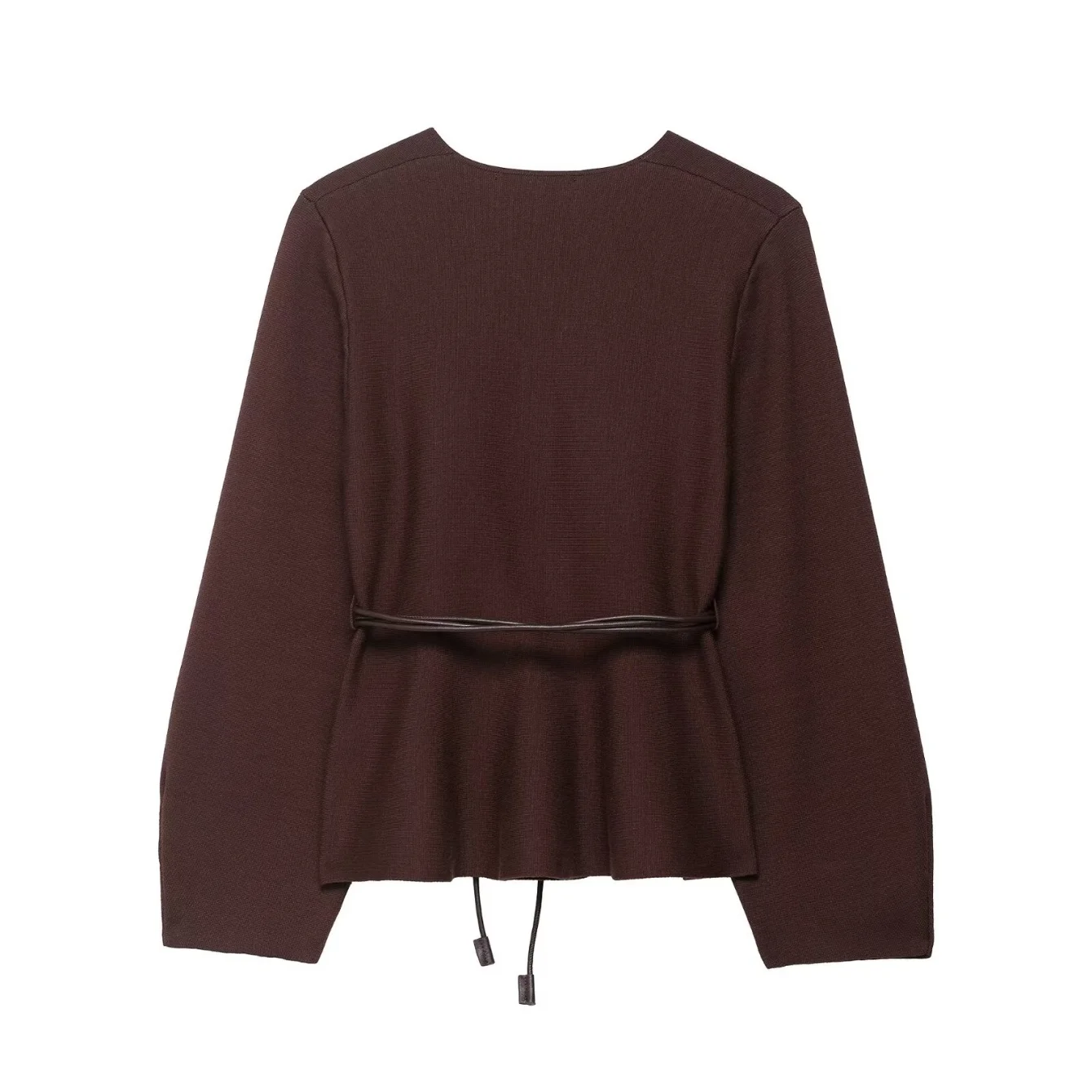 Women's Knitted Cardigans Fashion Brown Sweater Autumn Winter New Vintage V-Neck Long Sleeves Female Elegance Chic Lady Tops