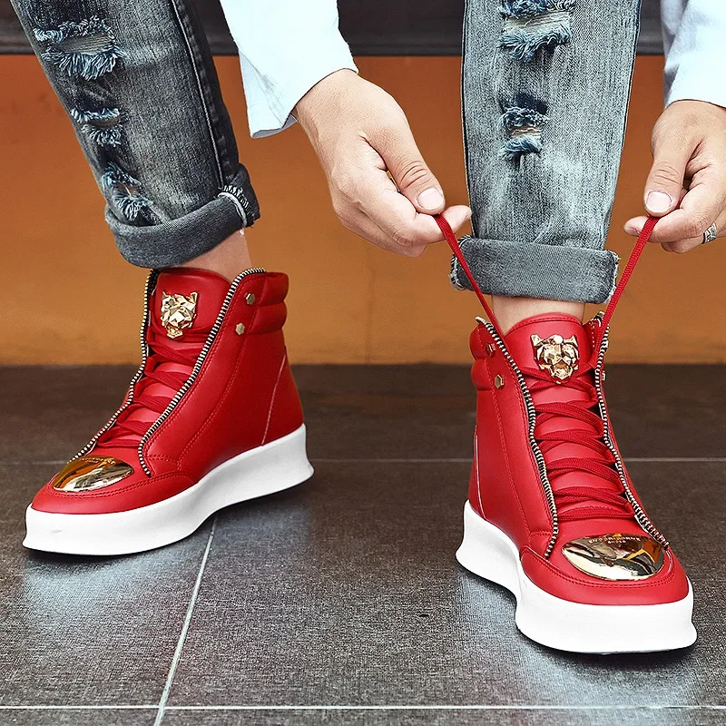 High Top Casual Shoes Men Sneakers Fashion Skateboard Shoes Leopard Platform Shoe Sport Training Men's Ankle Boots sports shoes casual shoes