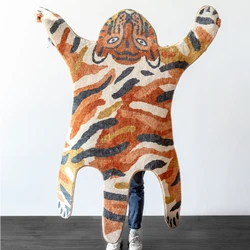Tiger Carpet Livingroom Leopard Cartoon IG Special-shaped Children's Bedroom Plush Rug Large Area Home Decor Bedside Fluffy Mat