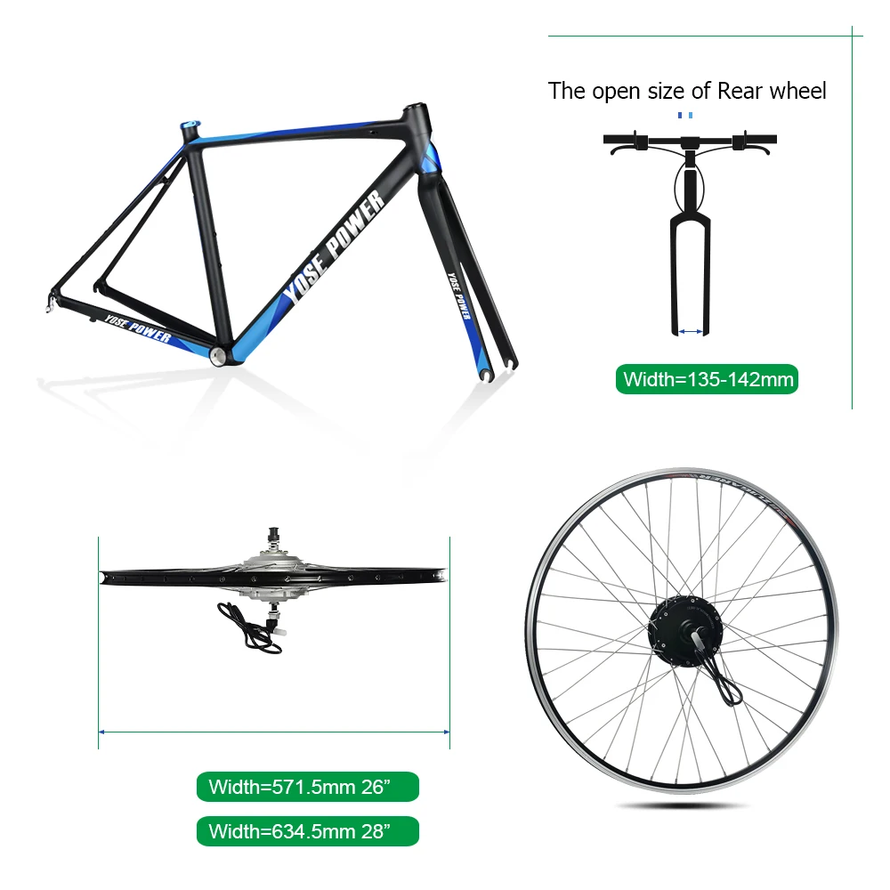 Kit di conversione bici 36V 350W E con batteria 36V 13Ah bici