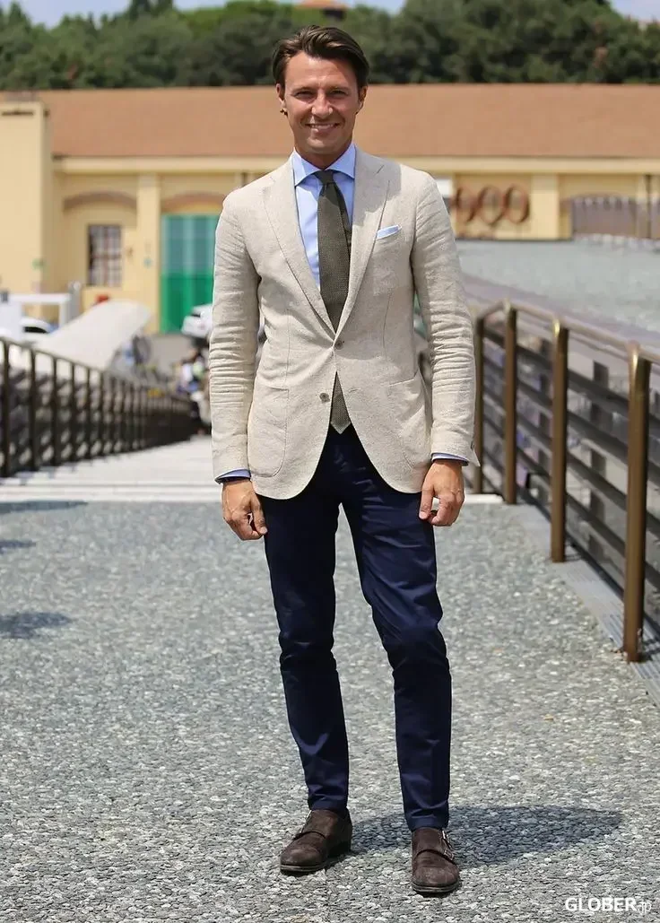 Linen Mens Blazer Summer Beach Casual Costume Homme Slim Jacket Tuxedo Ternos Masculino Completo-Only Jacket