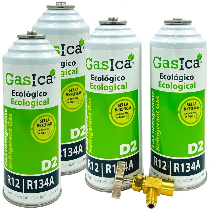 Pack 4 Bottiglie Gas Refrigerante D2 - R12-R134A + Chiave Di Servizio