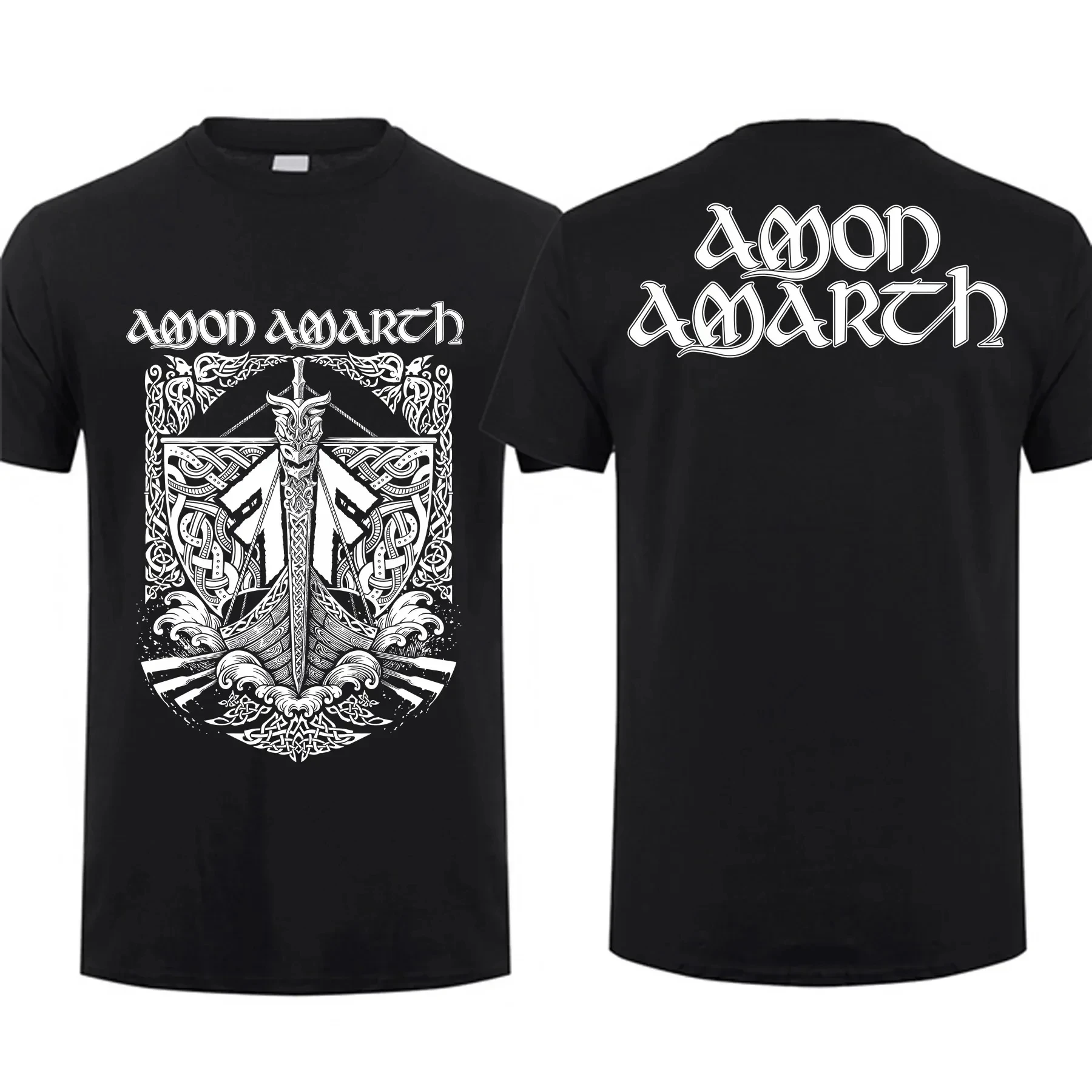 Amon Viking Horses Men's T Shirt Fashion Black By Amarth Oversized Cotton T-shirt Men Graphic Vintage Clothing Streetwear S-4XL