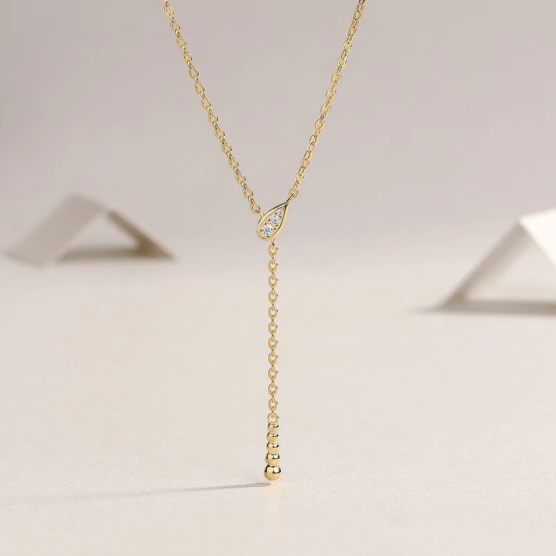 S925 Sterling Silver Gold Color Stacking Necklace Moissanite Pendant Clavicle Necklace Girls Gift