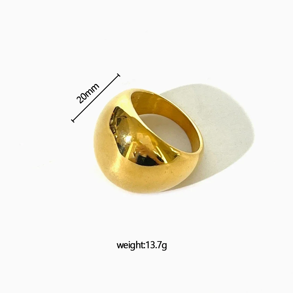 Punk Hiphop Polished Gold Plated Chunky Wide Rings for Women Girls Stainless Steel Big Knuckle Ring Aesthetic Designer Jewelry