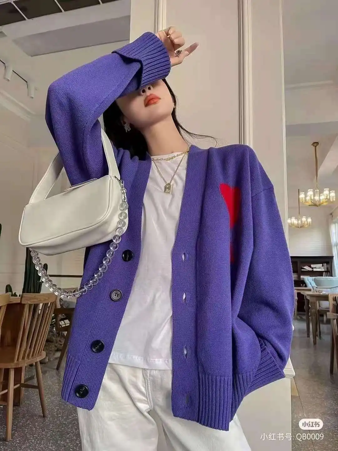 Cardigan Femme Chaud Et Ample – Manches Longues, Col V, Poches – Pull Oversize Tendance Automne-Hiver