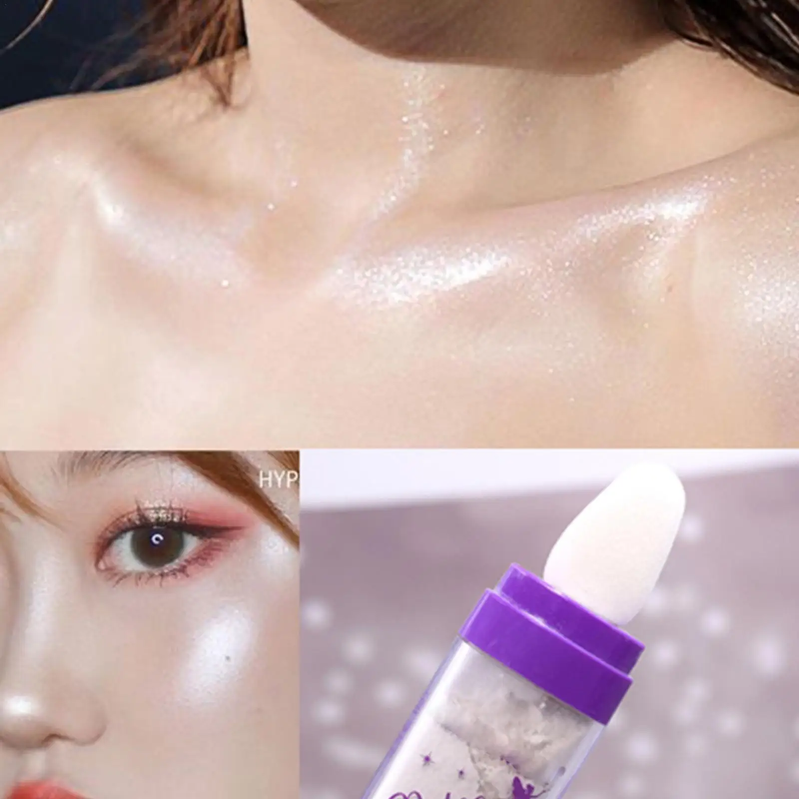 

Fairy Highlighter Powder Body Glitter Brighten Face Eyeshadow Shimmer White Silver Light High Contour Makeup Bronzer E0S4