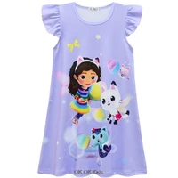 Gabbilé-Robe de nuit à manches volantes pour enfants, vêtements de nuit de dessin animé pour enfants, robe pyjama d'été pour filles, costume de maison de courses, plus récent 2