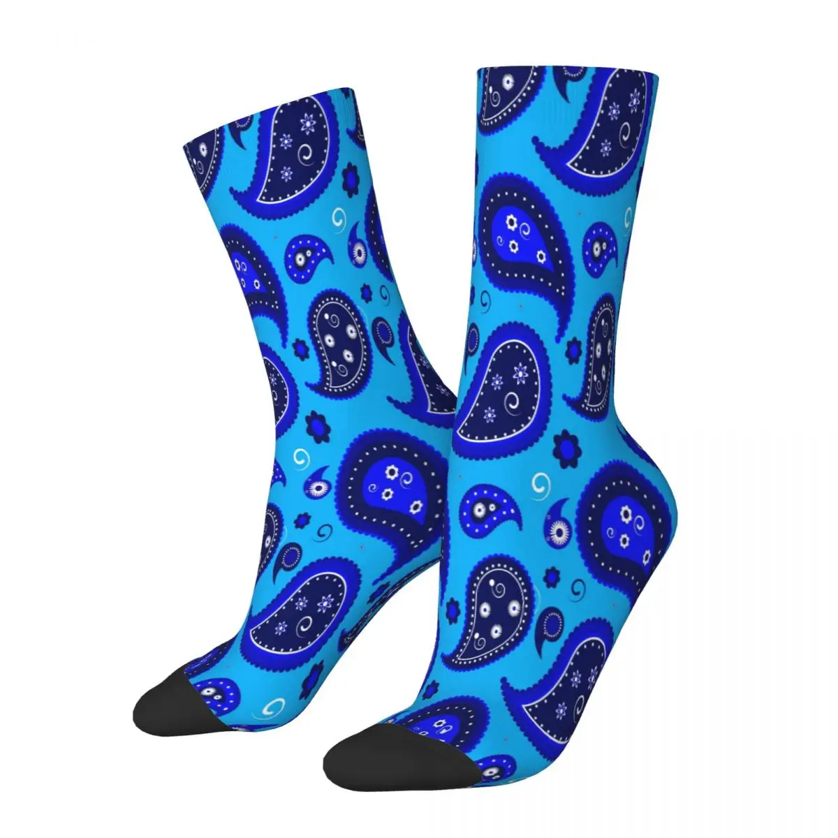 

Blue Black Paisley Socks Male Mens Women Spring Stockings Polyester