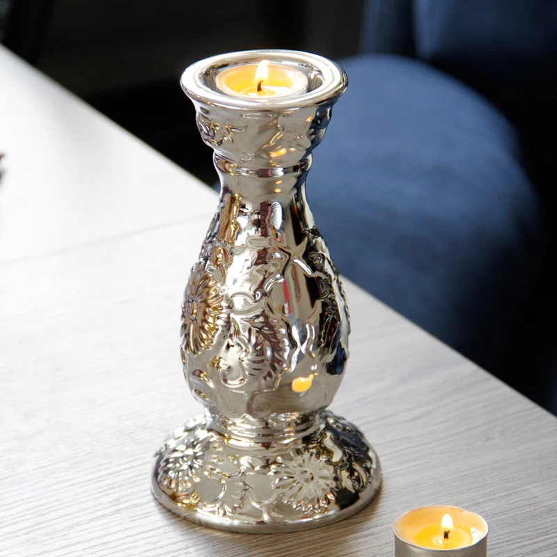 

Golden Christmas Candle Holders Aromatic Silver Oil Burner Candle Holders Scented Decoration Mariages House Decoration Fg10