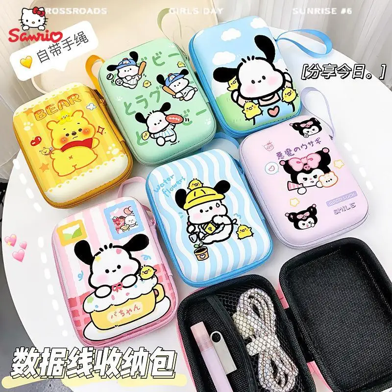 

New Cartoon Sanrios Accessories Pochacco Kawaii Cute Data Cable Organizer Bag Multifunctional Portable Charger Storage Bag Gift