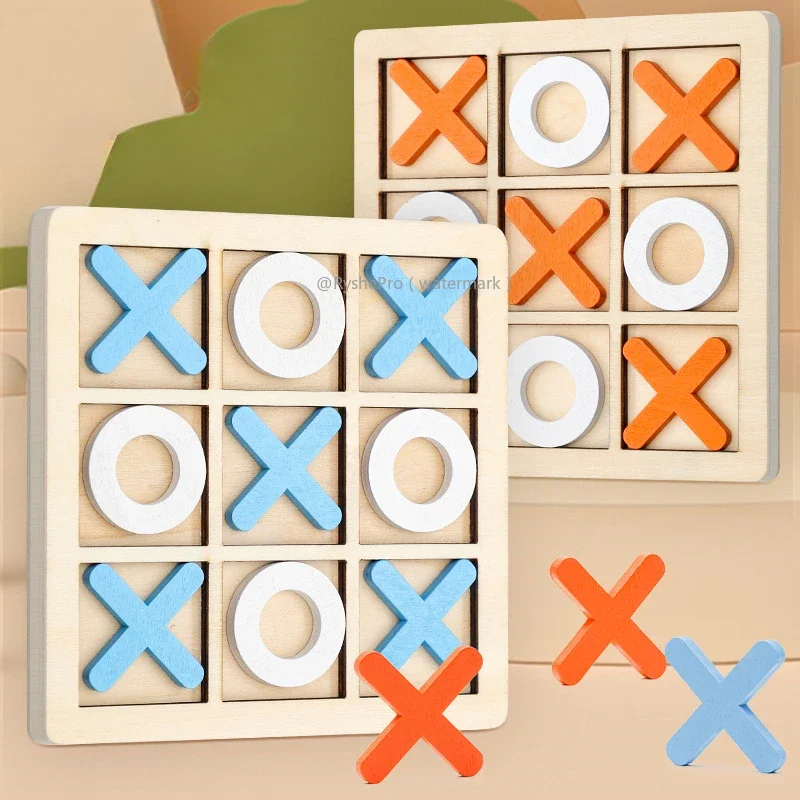 Board Game Table Games Tic Tac Toe Wooden Board Xo Chess Blocks For Classical Family Children Seniors