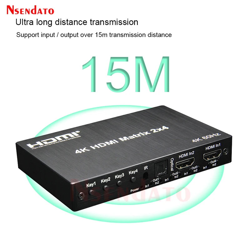 Hdmi Matrix Splitter Switch com Áudio 2x4 para Dolby r l pc para tv 4k 60hz 60hz - Image 2