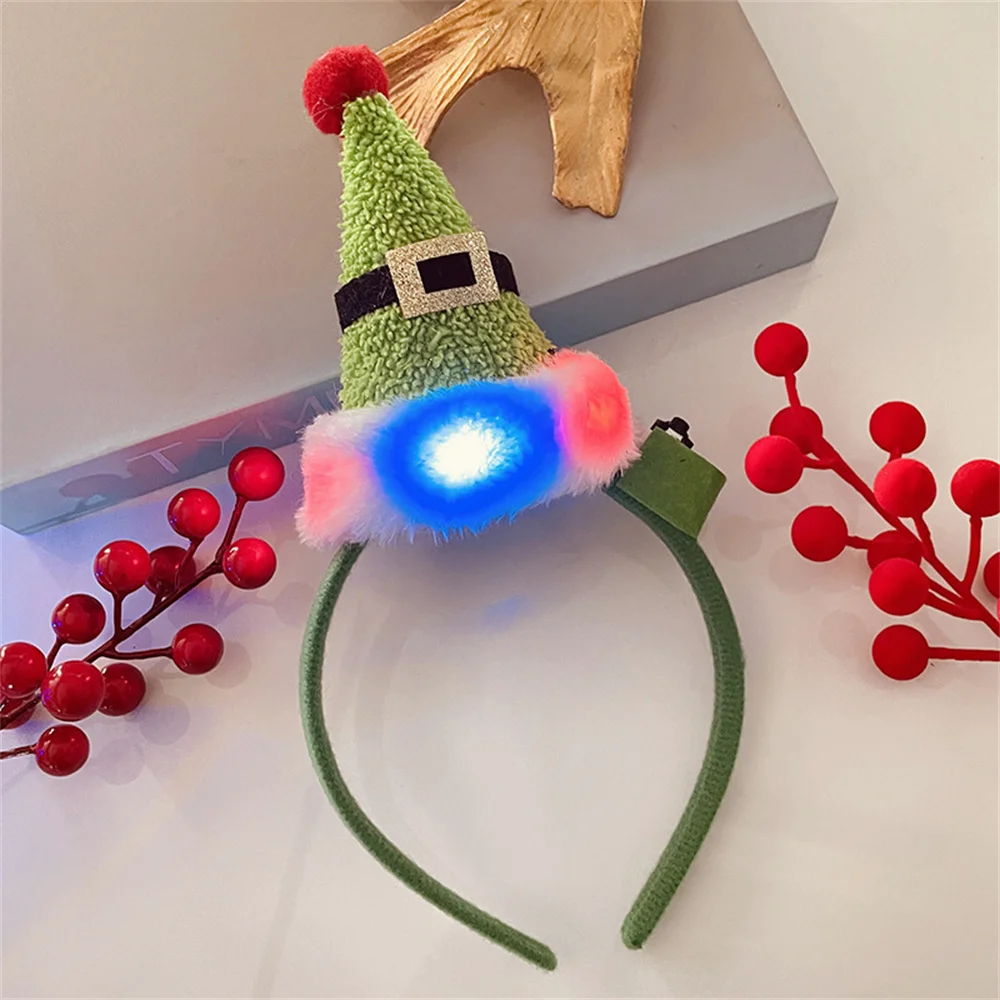 Christmas Party Dress Up Festive Headband Favors Christmas Party Headband Merry Hair Accessories LED Glowing Headdress