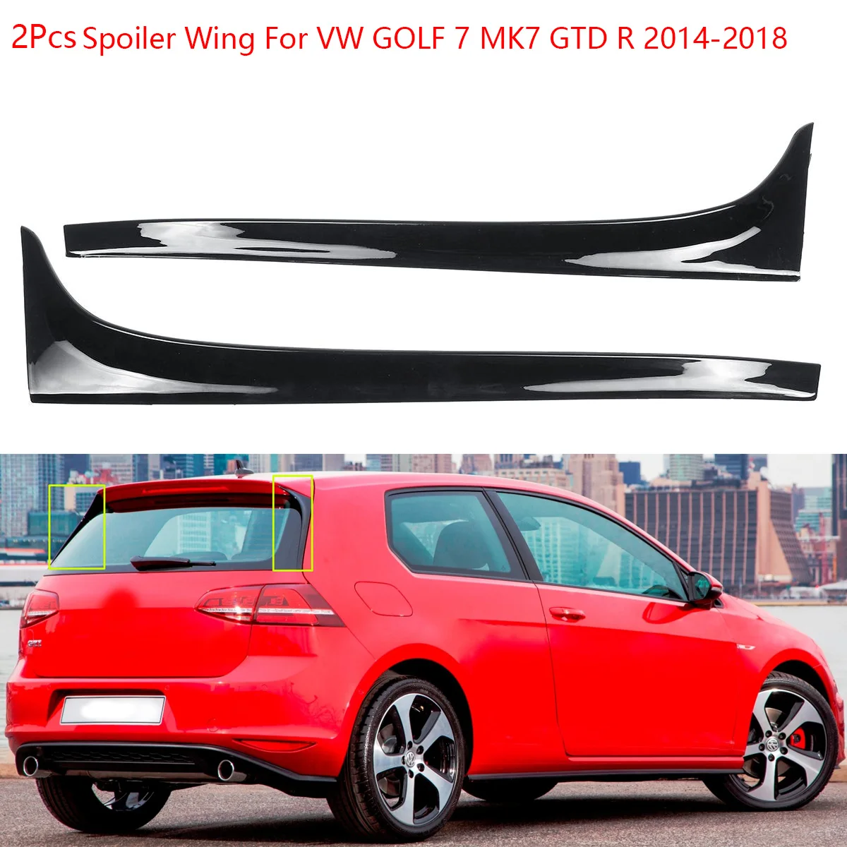 

2Pcs Carbon Fiber Black Rear Window Side Spoiler Wing For VW GOLF 7 MK7 GTD R 2014-2018 Car-styling Auto Accessories