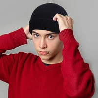 Wool Knitted Men Hip Hop Beanie Hat Women Skullcap Winter Warm Brimless Baggy Melon Cap Cuff Docker Fashion Fisherman bonnet Hat 4