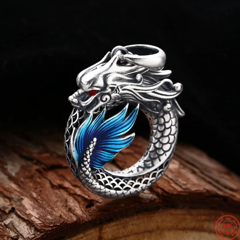 

S925 Sterling Silver Charms Pendants for Men Women New Fashion Cloisonne Chinese Zodiac Lonng Trend Jewelry Free Shipping