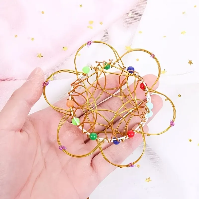 Fidget Toys 3Pcs Educational and Stress-Relieving Fidget Toys for Kids and Adults Mandala Decompression Flower Basket & Steel Ring Sensory