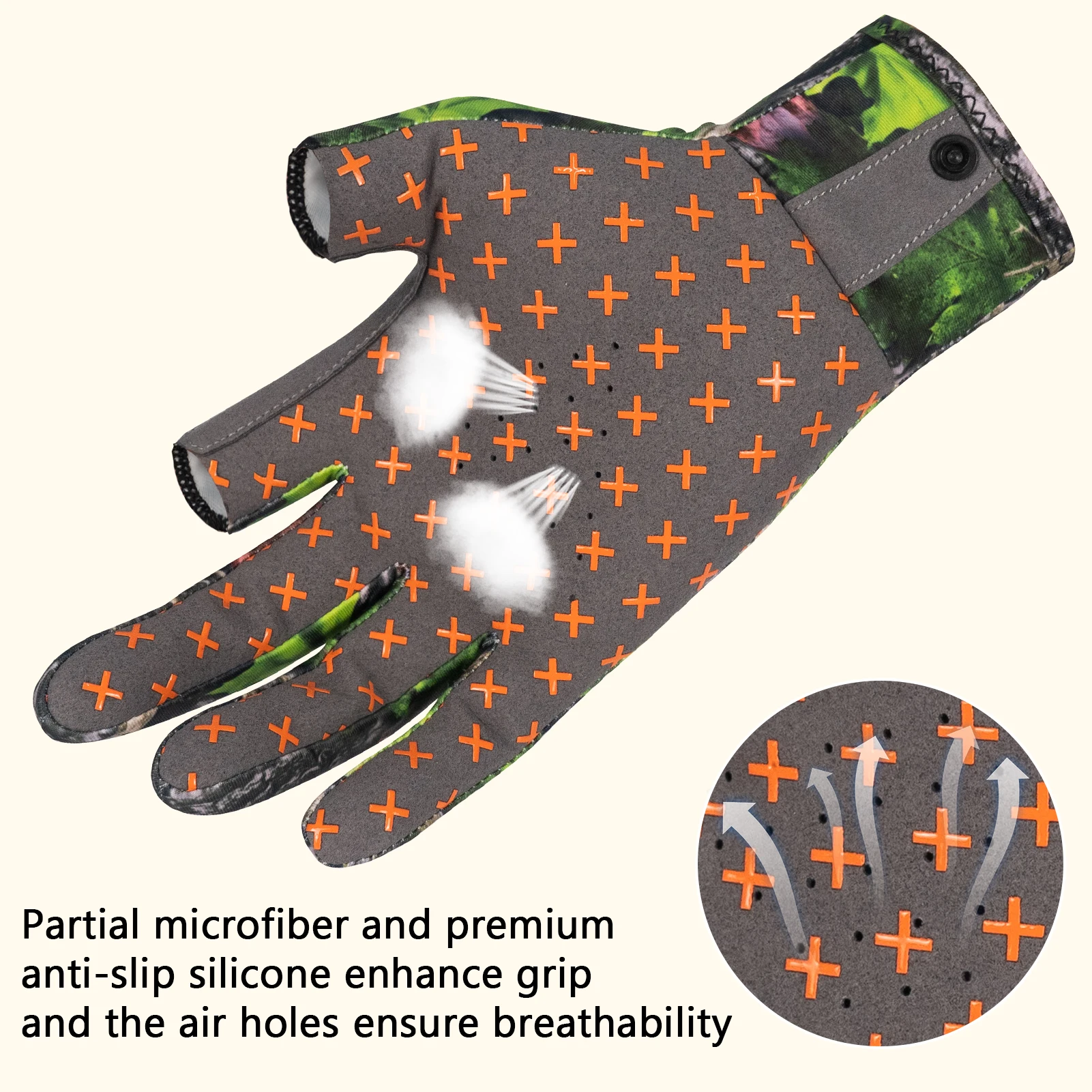 Unisex Fingerless Camo Hunting Gloves for Men Women Early Season Warm Weather UPF 50+ Fishing Photography