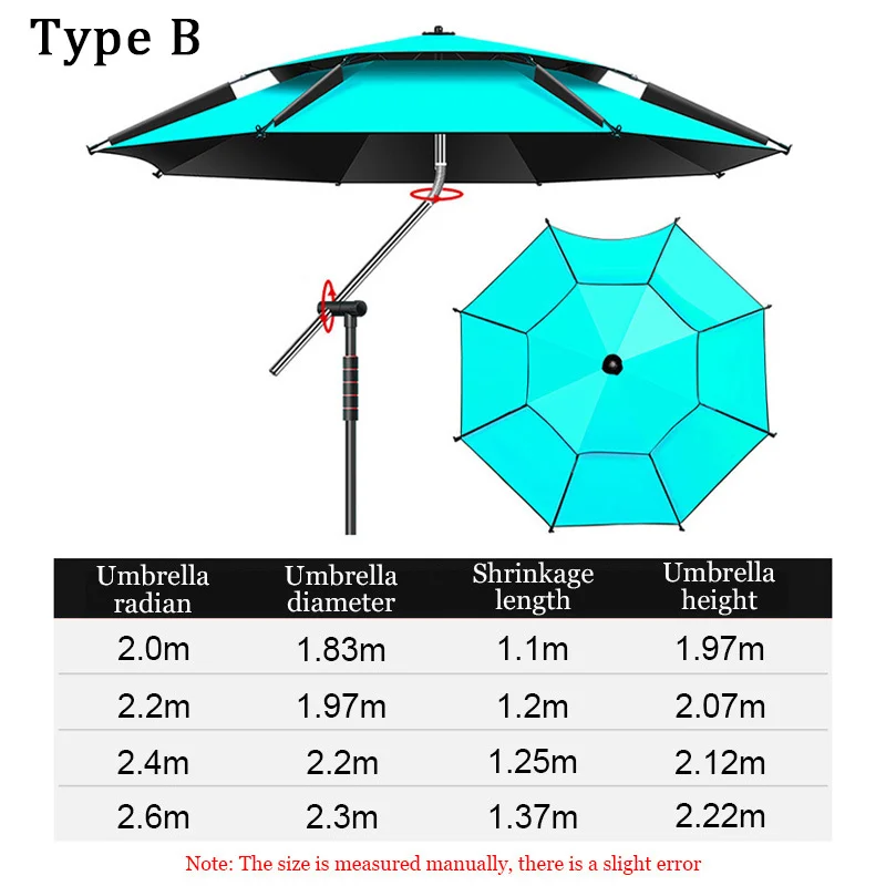 Large Fishing Umbrella Fishing Sun Protection Anti-UV Rainproof Accessories Outdoor Camping Parasol 360&deg; Adjustment