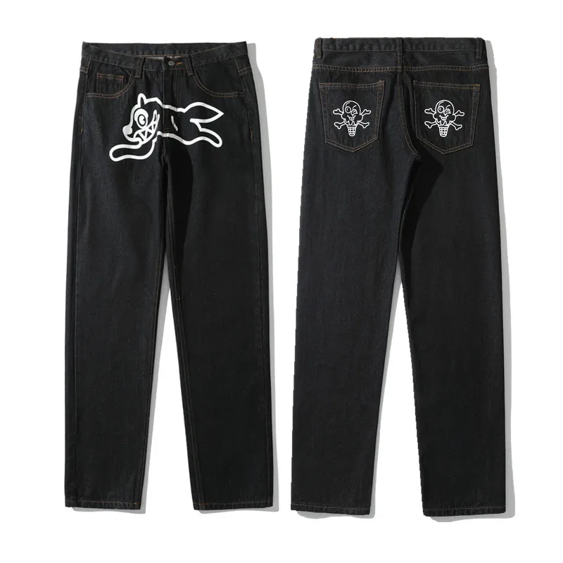 Ropa Dog Print Streetwear Men Hip Hop Baggy Jeans Pants Y2K Clothes Straight Loose Goth Denim Trousers Pantalones Vaqueros