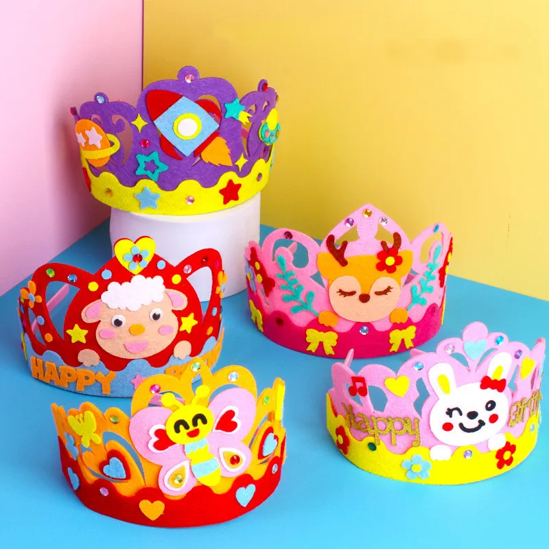 4PCS Creative DIY Craft Toys Sequins Crown Flower Star Pattern Kindergarten Art EVA Foam Paper Toy For Kids Decoration Gift