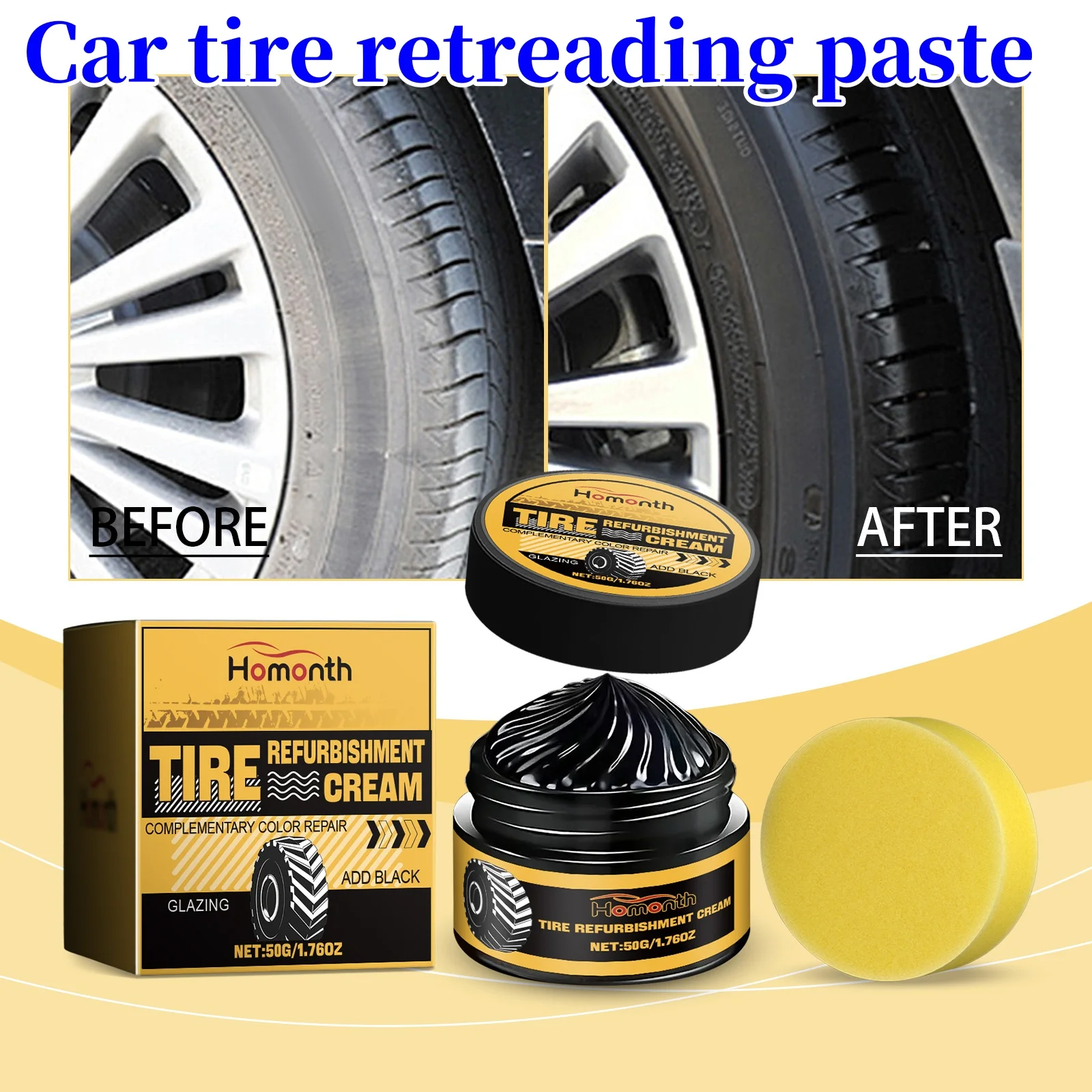 Tire Coating Paste Creative Car Tire Retreading Cleaning Cream Paste Car Maintenance Brightener Agent Shiny Polishing