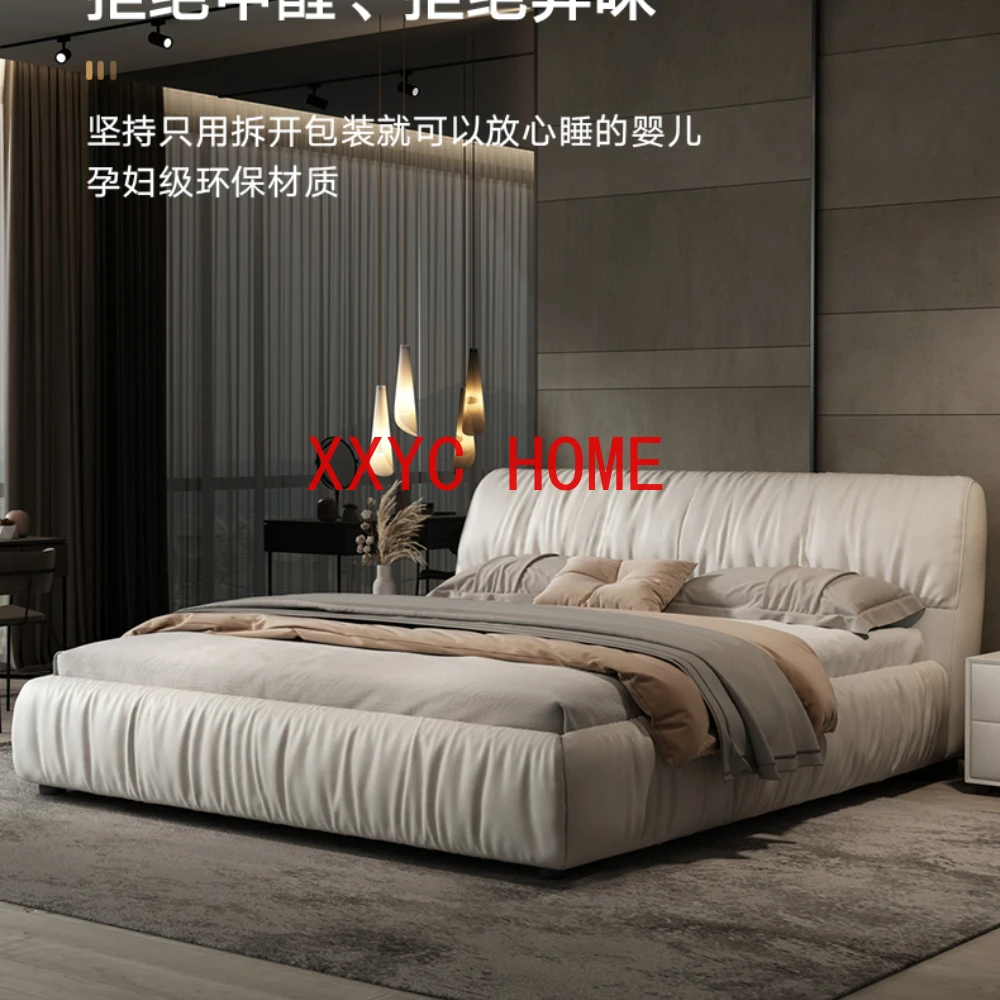 

Italian Technology Fabric Bed Tofu Block Fabric Bed Yuan Silent Wind Master Bedroom11