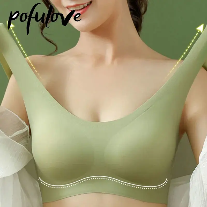 

Underwear Women's Steel Ring Free Thin Gathering Bra No Trace Large Size Oxygen Protection Sleep Beauty Back Sports Bra