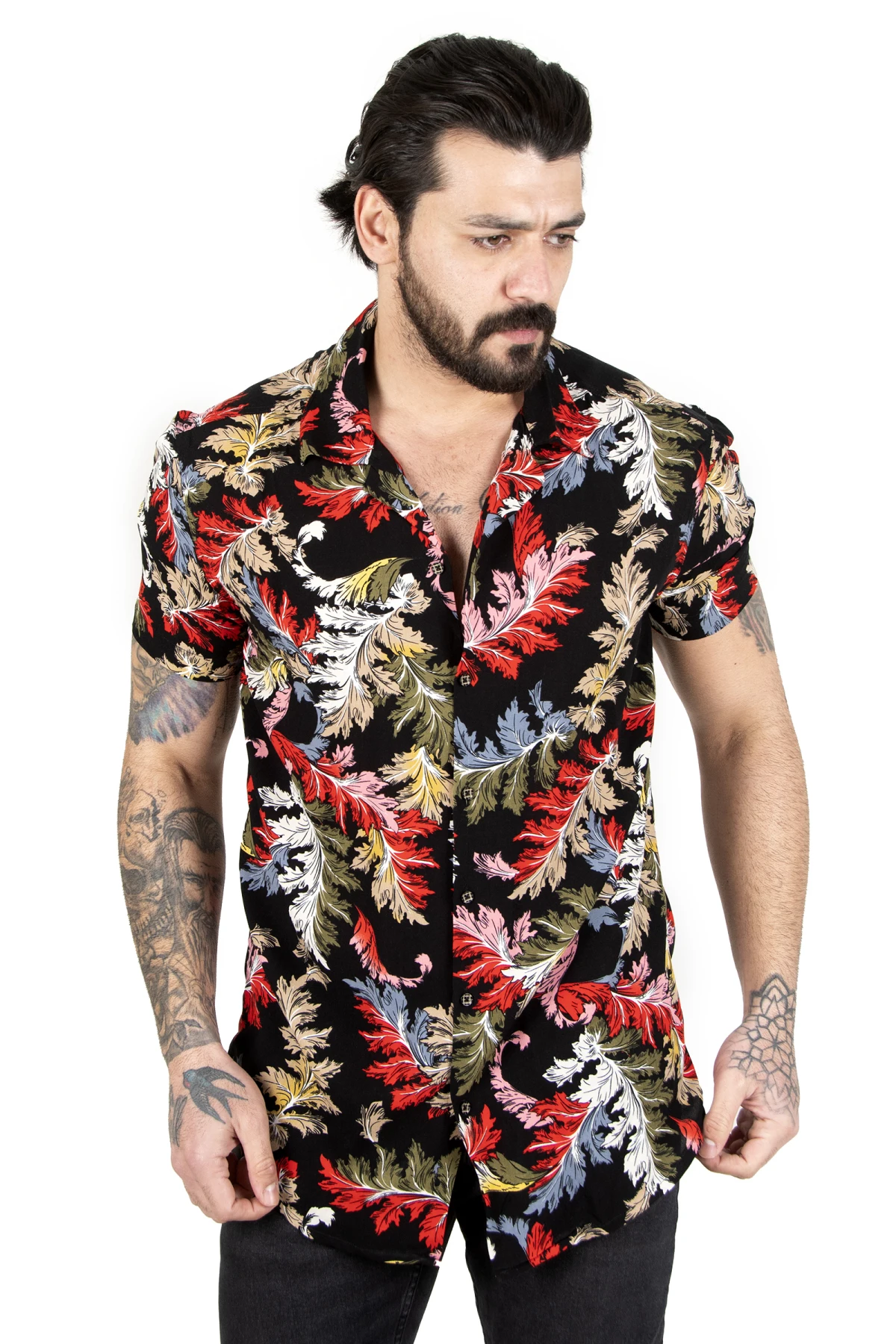 DeepSEA Leaf Print Short Sleeve Men 'S Shirt 2201880