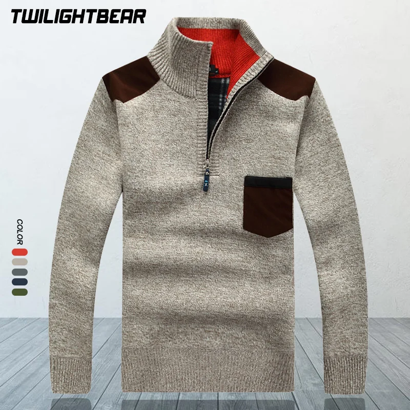 

Winter Men's Sweater Fleece Zipper Stand Collar Fat Slim Thicken Casual Pullovers Men Clothing Sweatercoat AF1388