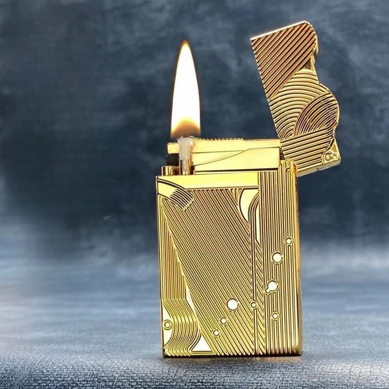 2025 New Classic Sound Brass Lighter Golden Sleeping Mermaid Pattern Retro Kerosene Lighter Fire Man Series Exquisite Men's Gift 3