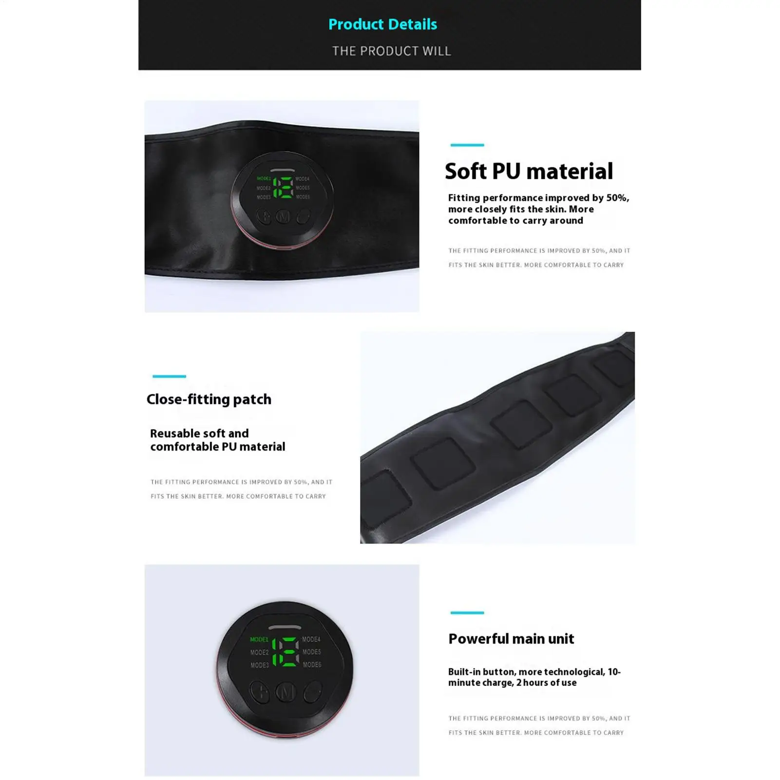 Stomach Massager For Weight Loss Rechargeable Ab Workout Stimulator 18 Intensity Settings 6 Massage Modes Smart Muscle Trainer