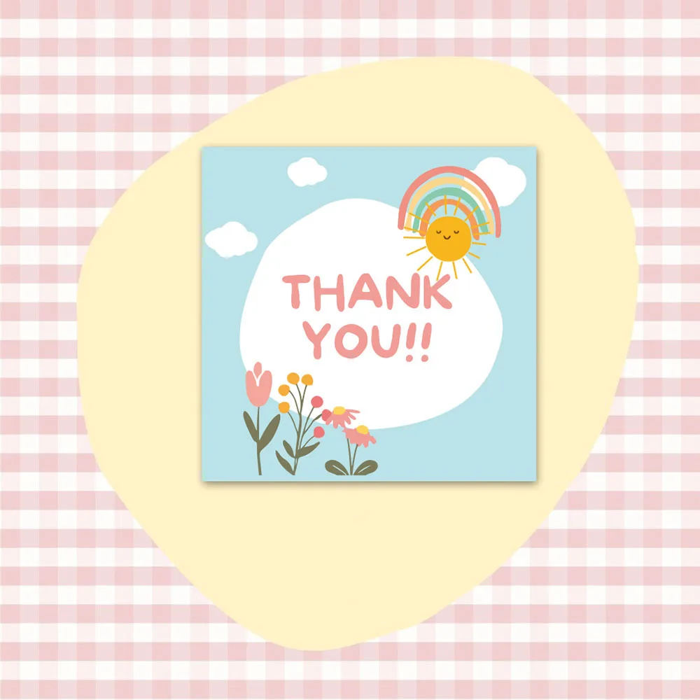 10-50Pcs 6*6CM Flower Thank You Cards for Gift Box Package Wrapping Holiday Bakery Flower Shop Small Businesses