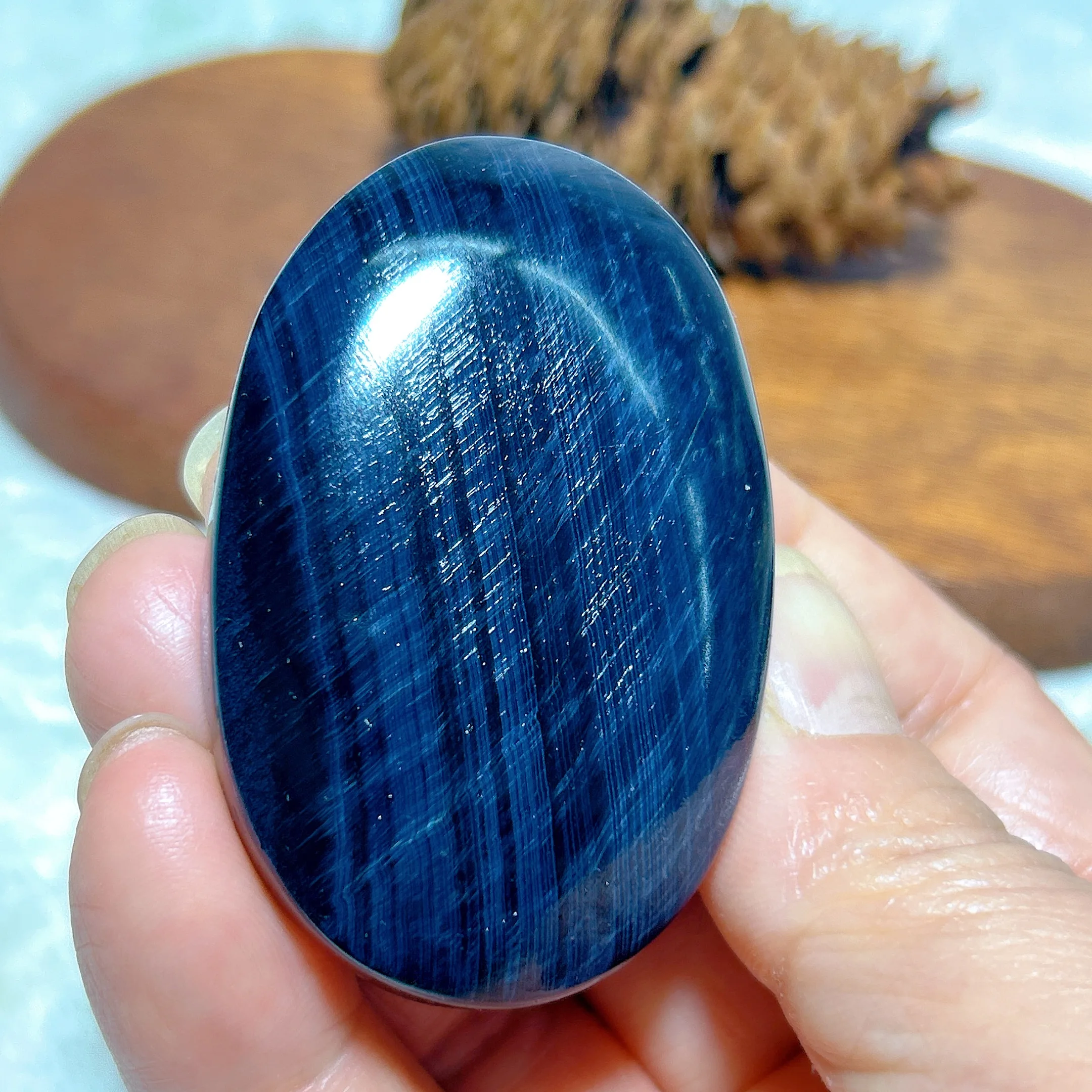 Healing Natural Crystals Blue Tiger Eye Palm GemStones High Quality Reiki Home Decorations Mineral Energy Gift 2