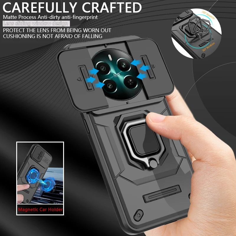 Sleek 5G Slide Camera Armor Phone Case with Ring Car Holder & Back Cover