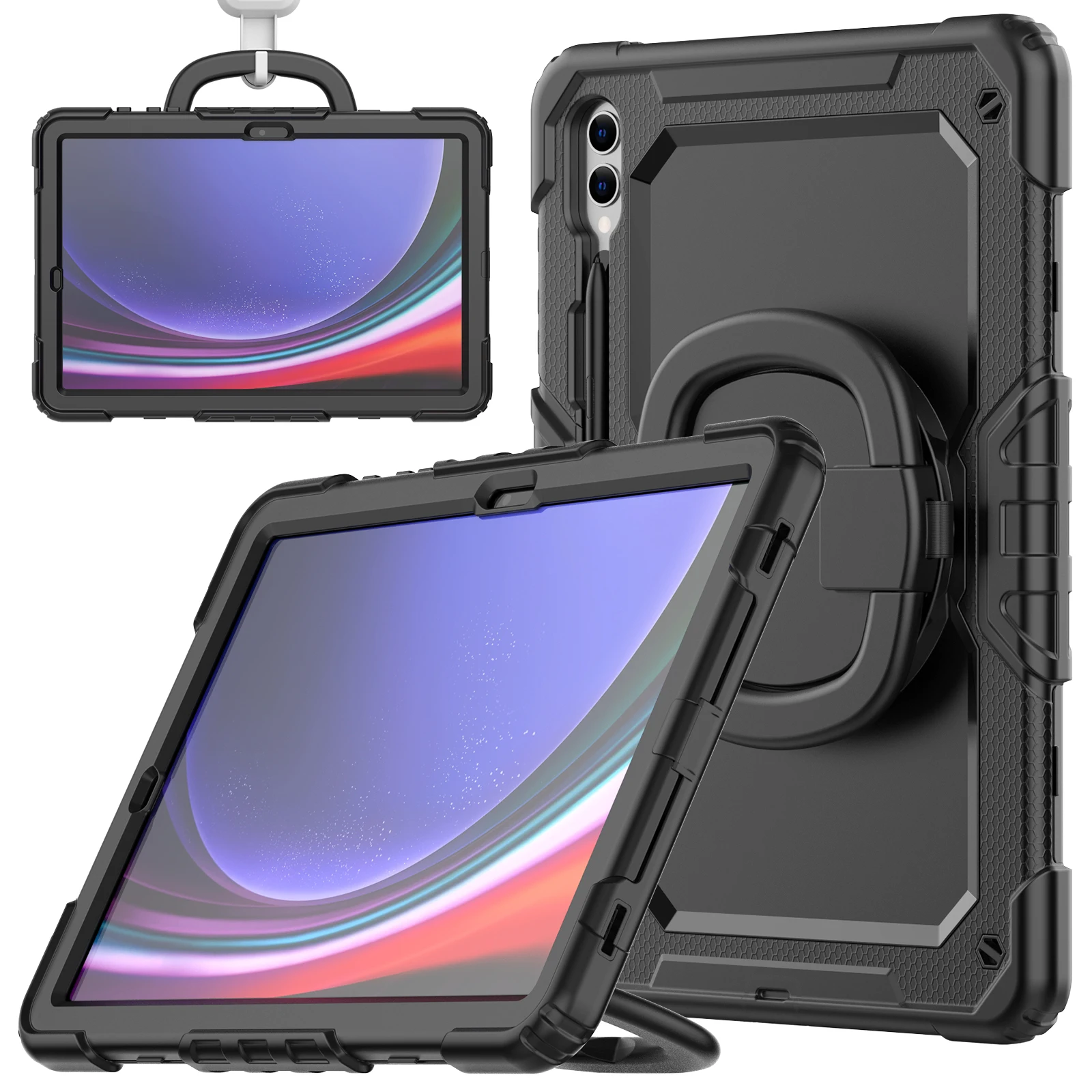 Heavy Duty 12.4-Inch Tablet Case with 360° Rotatable Bracket