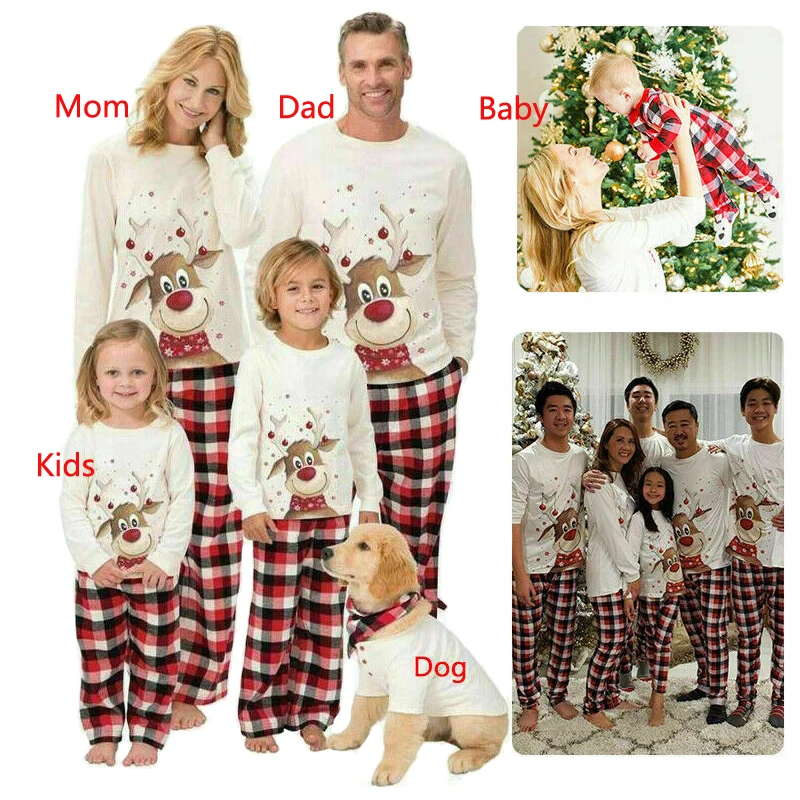 

Christmas Gift Family Matching Pajamas Set Deer Adult Kid Family Matching Clothes Top+Pants Xmas Sleepwear Pjs Set Baby Romper