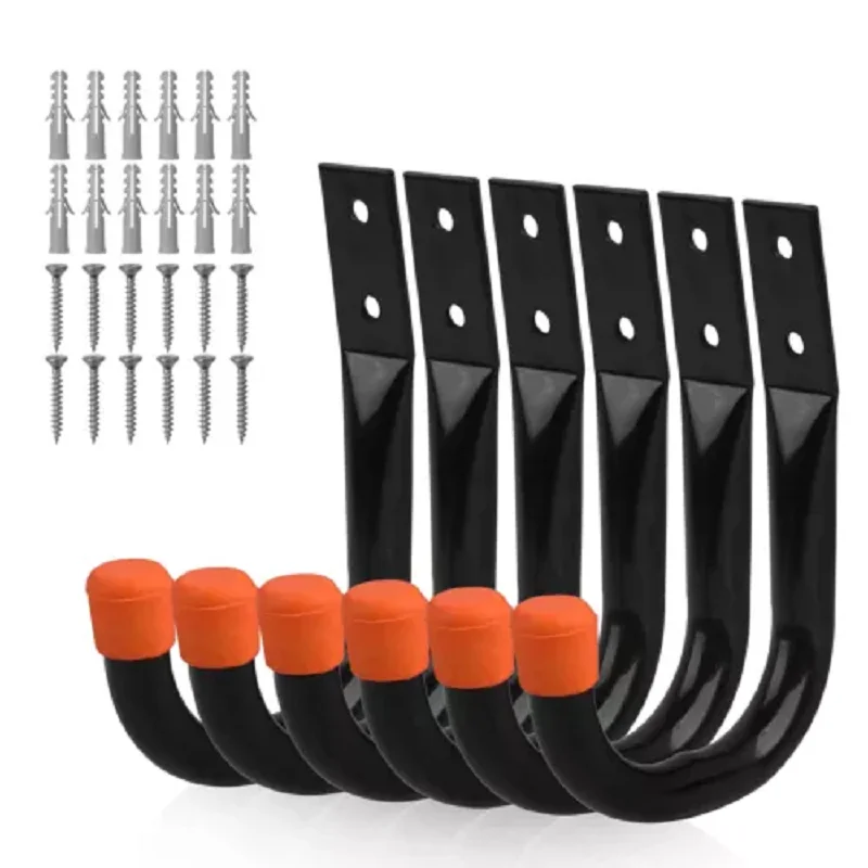 6 Pack Garage Hook Heavy Duty Storage Hook Hanging Wall Mount Hanger for Hanging Bike Ladder Garden Tool