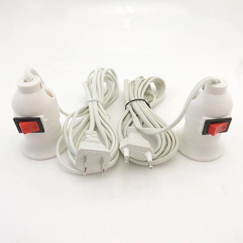 2.5m AC Power Cord Cable E27 LED Lamp bulb Bases Socket Holder EU US plug switch wire extension cable for Pendant Bulb Hanglamp